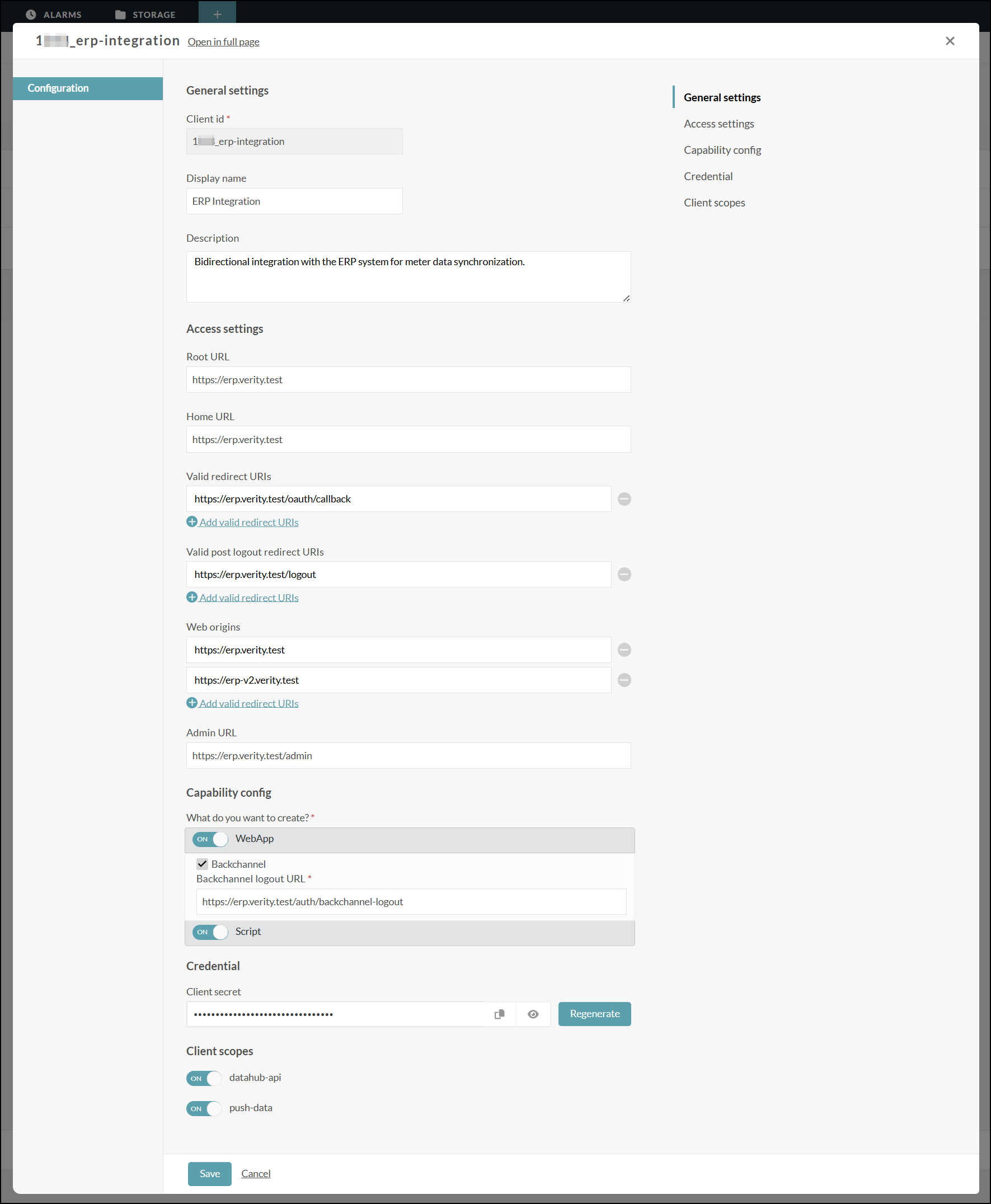 API client configuration