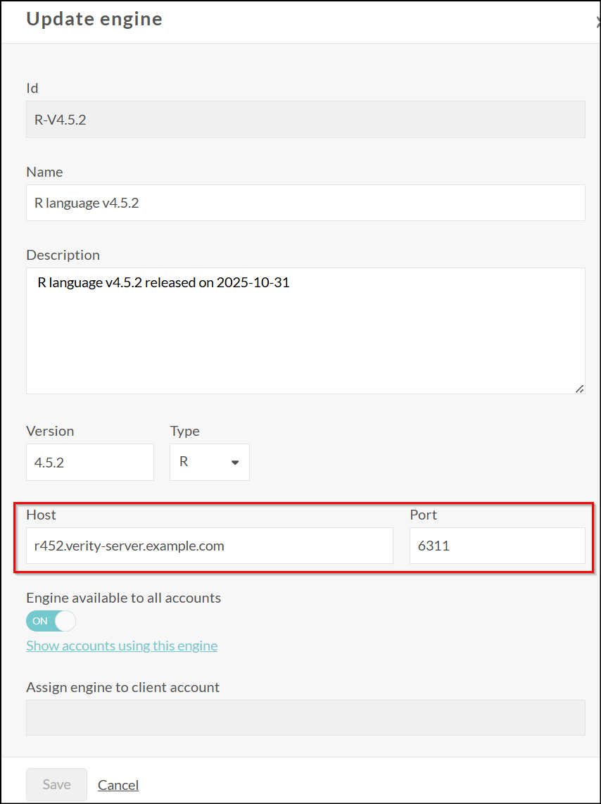 add new calculated variable engine > host